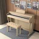 Duet Piano Bench Wooden Keyboard Bench with Storage Compartment, 29''Piano Chair Seat with Padded Cushion, Long Piano Stool Beige, Large