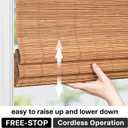 LazBlinds Cordless Blackout Bamboo Roman Shades, Room Darkening Blinds for Interior Windows, Thermal Insulated Roll Up Bamboo Blinds for Home & Patio, 30" W x 64" H, Papara Carbon