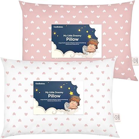 2-Pack Toddler Pillows 2 Year Old to 5-13x18 Soft Organic Cotton Kids Pillow for Sleeping, Travel, School, Daycare, Nap, Toddler Bed, Machine Washable