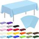20 Pack Disposable Plastic Tablecloth Rectangle, 54 X 108 Inch Premium Plastic Table Cover for Parties, Picnic, Camping, Birthday, Weeding (Light Blue, 54" X 108" Rectangle)