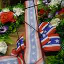 Crowye 2pcs Memorial Day 4th of July Grave Wreaths with Stand Set 23. 62in Cemetery Wreaths 30in Easel Patriotic Gravestone Headstone Independence Day Decor (USA Bow Rose Style)