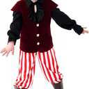 GRAJTCIN Boys Medieval Renaissance Vest Costume Pirate Costume Kids Halloween Gothic Viking Steampunk Waistcoat (4-6Y, Red)