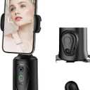 Auto Face Tracking Tripod, 360 Rotation Face Body Phone Camera Mount Gesture Control, No App, Smart Shooting Holder with 1200mAh Rechargeable Battery, Tiktok Trend Items, Content Creator Essentials (Black-Upgrade)