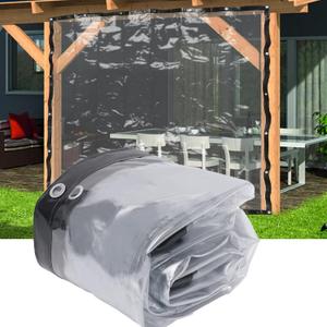 Premium Waterproof Clear Awning, Roll up Clear Patio Enclosure for Tents, Awnings, and Canopies, Commercial Grade Vinyl Curtains for Patio, Black (8x10 Feet)