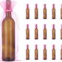 PATIKIL 14 x 5 Inch Organza Wine Bags, 40 Pcs Gift Wrap Bags Sheer Mesh Wine Bottle Bag Drawstring Pouches Reusable for Party Wedding Favors, Pink