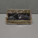 Wican Guest Towel Holder Tray for Bathroom, Oak and Iron Napkins Holder for Powder Room Dinning Table Wooden Basket for Disposable Paper Hand Towels Gold and Black (9.06 x 5.51 x 2.56 inchs)