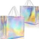 Nush Nush Iridescent Gift Bags Large Size  Set of 12 Reusable Holographic Large Gift Bags With Handles - Ideal Goodie Bag for Bridesmaids, Birthday Party Favors, Christmas Gifts  13x5x11