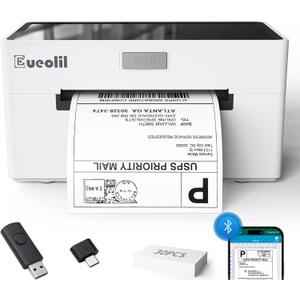 46 in Bluetooth Shipping Thermal Label Printer,Portable Label Makers for Small Business,Compatible with AndroidiPhoneWindowsMac,Widely Used for HomeSmall Businesses and Office (White)
