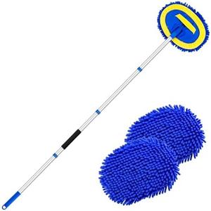 Ordenado 62" Car Wash Brush Kit Mitt Mop Sponge with Long Handle Chenille Microfiber Car Cleaning Brush Kit Supplies Car Washing Mop Kit Car Care Kit of Scratch-Free Replacement Head for Car RV Truck