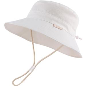 Bamery Baby Toddler Girls Bucket Hat Newborn Sun Hats for Boys Classic Infant Summer UV Protection Hats Kids Beach Cap (6-24 Months, White)