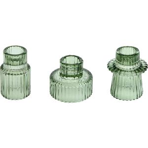 Vixdonos Taper Glass Candlestick Holders Tealight Candle Holders for Table Centerpieces, Wedding Decor and Dinner Party (3 Pcs, Green)