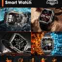Smart Watches for Men, Military Smart Watch with 100 Days Battery/LED Flashlight, 1.95'' Fitness Watch with Heart Rate/ Sleep Monitor/100+ Sports Mode, 5 ATM Rugged Smartwatch for Android and iPhone