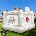 White Bounce House for Kids 2-8 Indoor Bouncy Castle with Pump Toddler Bounce House PVC Waterproof Materials Easy to Clean Outdoor Toddler Toys 68 x 68 x 58.2 inch