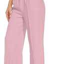 FUNYYZO Wide Leg Pants Women's High Elastic Waisted in The Back Business Work Trousers Long Straight Suit Pants Size Large