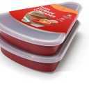 2-Pack Reusable Silicone Leftover Pizza Slice Storage Container with Air-tight Lids-BPA Free,Fits Single Slice up to 16,Save Space, Refrigerator Organizer (Cranberry)