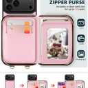 OCASE Compatible with iPhone 17 Pro Crossbody Wallet Case with Card Holder, PU Leather Zipper Handbag Phone Purse with RFID Blocking Kickstand Wrist Strap Lanyard 6.3 Inch, Diamond Check Pink