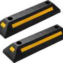 ZONETECH Heavy Duty Rubber Parking Guide - 2 Pcs Premium Quality Durable Car Garage Wheel Stopper Professional Grade Park with Reflective Yellow Tape Curb