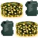 KOUQIYA Christmas Fairy Lights 2 Pack, 18ft 50 LEDs Battery Starry Light with Timer 8 Modes Waterproof Tree Lights for Outdoor Indoor Xmas Garden Party Decor (Warm White, 50 LEDs x 2 Pack)