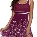 ReachMe Womens Plus Size Swimsuit Two Piece Tankini Bathing Suits with Boy Shorts Tummy Control Modest Swim Dresses (Red, XL)