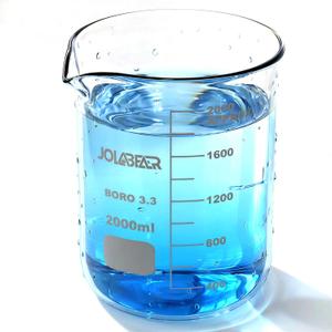 2000ml Durable Glass Beakers, 2L Laboratory Beaker with Printed Graduations, 3.3 Borosilicate, Low Form Design
