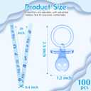 100 Pieces Baby Shower Pacifiers Necklace, Cute Acrylic Pacifier Necklaces for Chupones para Baby Shower Games Charm, Party Favors, Decorations DIY, Gender Reveal Table Scatter(Blue)