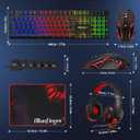 BlueFinger RGB Gaming Keyboard and Backlit Mouse and Headset Combo, USB Wired Backlit Keyboard, LED Gaming Mouse Set, Headset with Microphone for Laptop PC Computer Game and Work