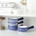Selamica Ceramic Soup Crocks With Handles, 15 OZ French Onion Soup Bowls, Oven Safe Soup Bowls For Cereal, Stew, Chilli, Pot Pies, Baking, Microwave Dishwasher Safe, Set of 4, Vintage Blue