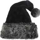 Black Plush Christmas Santa Hat,Personalized Unisex Xmas Hat for Adults