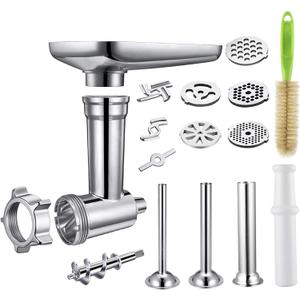 Gdrtwwh Food Grinder Attachment Compatible with All KitchenAid Stand Mixers,Includes 3 Sausage Stuffer Tubes