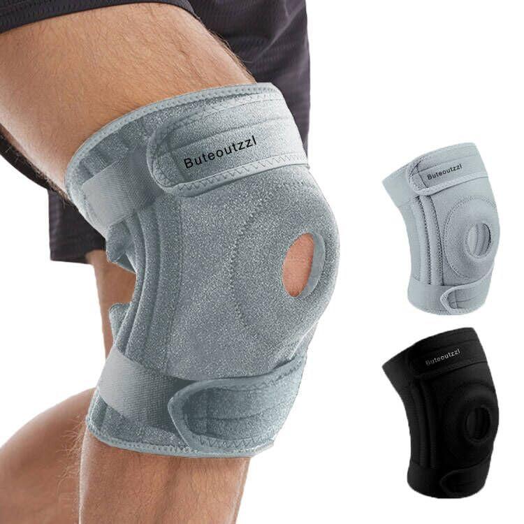 Knee Brace for Men Women with Side Stabilizers & Patella Gel Pad,Non Slip Adjustable Knee Compression Support for Pain Relief,Meniscus Tear,ACL,Arthritis,Injury Recovery,Running, One SizePack of 1) (Gray)