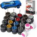 1/64 Wheels for Hot Wheels,1:64 Scale Wheel and Tires Kit,Rim Rubber Tires for 10 Cars,Axles That are Easy to Install,Suitable for Basic Hot Wheel and Matchbox(10 Sets)