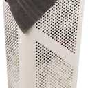 Mind Reader Slim Laundry Hamper with Lid, 60L Clothes Basket, Ventilated Plastic, Ivory
