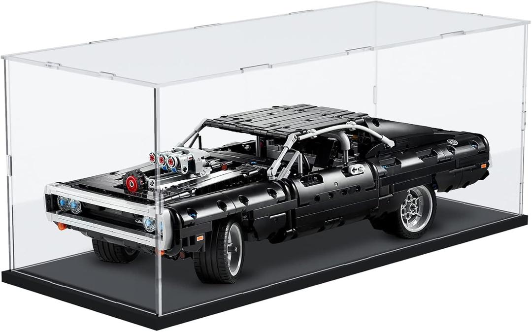 Acrylic Display Case Box for 1/12 Scale Model Car, Dustproof Protective Assemble Cover for Lego Fast and Furious Dodge 42111, Batman Batmobile 42127, Display Box for Collectibles (19.7x7.9x7.9inch)