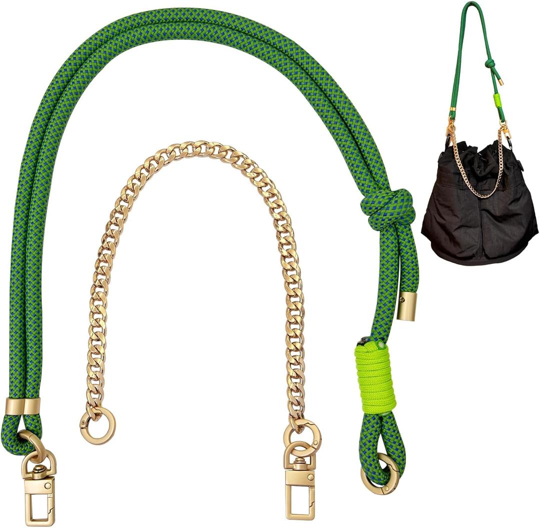 DAOSUN Paracord Rope Purse Straps Replacement Crossbody for Handbags,Adjustable Braided Bag Shoulder Strap with Gold Chain