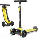 Besrey Kick Scooter for Kids Ages 3-10, 3-Wheel Folding Scooter with Adjustable Height, LED Light Wheels, Extra Wide Deck for Outdoor Activities