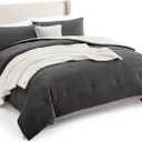 UGG Comforter Set 5 Piece Bed in a Bag with Throw Blanket, Decorative Pillow, Shams, and Reversible Comforter Hypoallergenic Washable Luxury Warm Fluffy Bedding Set, Charcoal Grey, King Size (Remina)