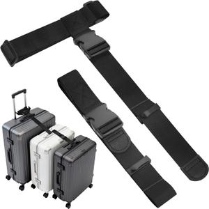 BILIONE Luggage Connector Straps, Suitcase Straps to Connect 3 Suitcases or Add A Bag, Luggage Straps for Suitcases Adjustable Buckle Belt, 2Pack Black