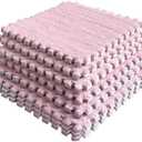 lmjclzyee 12 pcs Shaggy Soft EVA Foam Interlocking Carpet Fluffy Rugs Protective Floor Tiles Sport Play mats for Home Parlor, Bedroom, Children Kids Room (Pink)