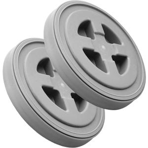 Smart Seal Replacement Lid - 2 Pk, Silver - Easy Screw Top Pail Lid for 3.5,5,6 & 7 Gallon Buckets - Food Grade, Salt Ice Melt Storage, Paint, Brine, Cat & Dog Food, More