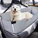 Dog Car Seat for Large Dogs, Dog Booster Seat Under 80lbs or 2 Small Dogs, Detachable Pet Seat with Safety Belt, Non-Slip Base, and Storage Pockets for Car Travel (Navy)