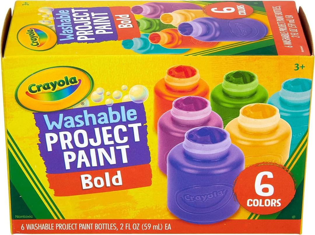 Crayola Washable Kids Paint (6ct), Assorted Bulk Paint Set for Kids, Essential Easter Basket Stuffer for Kids, Spring Craft & Art Supplies, Gift for Toddlers, Ages 3+