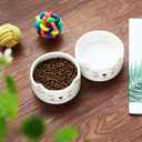 Kurrajong Farmhouse Set of 2 Ceramic cat Bowls - 4.5" Wide x 2" high - one Water Bowl and one Food Bowl for Cats - Cute and Unique