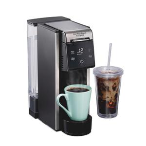 Hamilton Beach FlexBrew Advanced 4-in-1 Single Serve Hot & Iced Coffee Maker with Removable 45 oz. Water Reservoir, Use Pod Packs and Grounds, Fast Brewing, Black (49925)