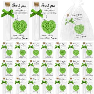 Cinrobiye 50 Set Wedding Favors for Guests Crochet Heart Keychain Bulk with Glass Jars Thank You Cards Organza Bags Handmade Bridal Shower Bachelorette Party Gift Souvenirs