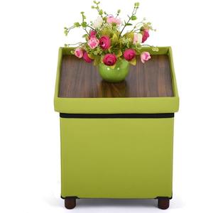 Storage Ottoman, Ottoman with Storage for Living Room Ottoman Square Tray Bedroom Cube Foot Rest Stool with Legs Small Ottomans Coffee Table Lid Foldable Footstool Faxu Leather 15" in (Green)