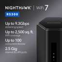 NETGEAR Nighthawk Tri-Band WiFi 7 Router (RS300) - Router Only, BE9300 Wireless Speed (up to 9.3 Gbps) - Covers up to 2,500 sq. ft., 100 Devices - Universally Compatible with ISPs
