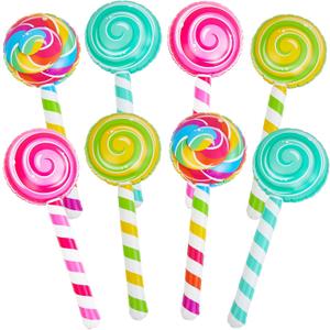 Poen 8 Pcs Large Inflatable Lollipop 29.53 Inch Candy Birthday Party Decorations Inflatable Giant Lollipop Prop Candy Shape Balloons for Themed Party Favors(Vintage)