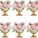 Nuptio Pcs of 10 Mini Sized Metal Urn Planter Elegant Wedding Centerpieces Vase for Wedding Party Decoration, 12.6cm/4.96" Tall Trumpet Vase Flower Holder for Anniversary Ceremony (Gold)
