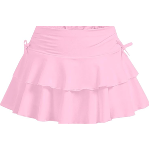 Girls Summer Tennis Tiered Skirts Athletic High Waisted Ruffle Mini Skirts with Shorts, Size M