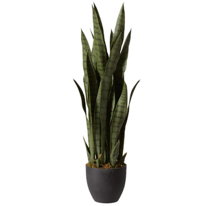 Nearly Natural, Green 4855 35in. Sansevieria with Black Planter